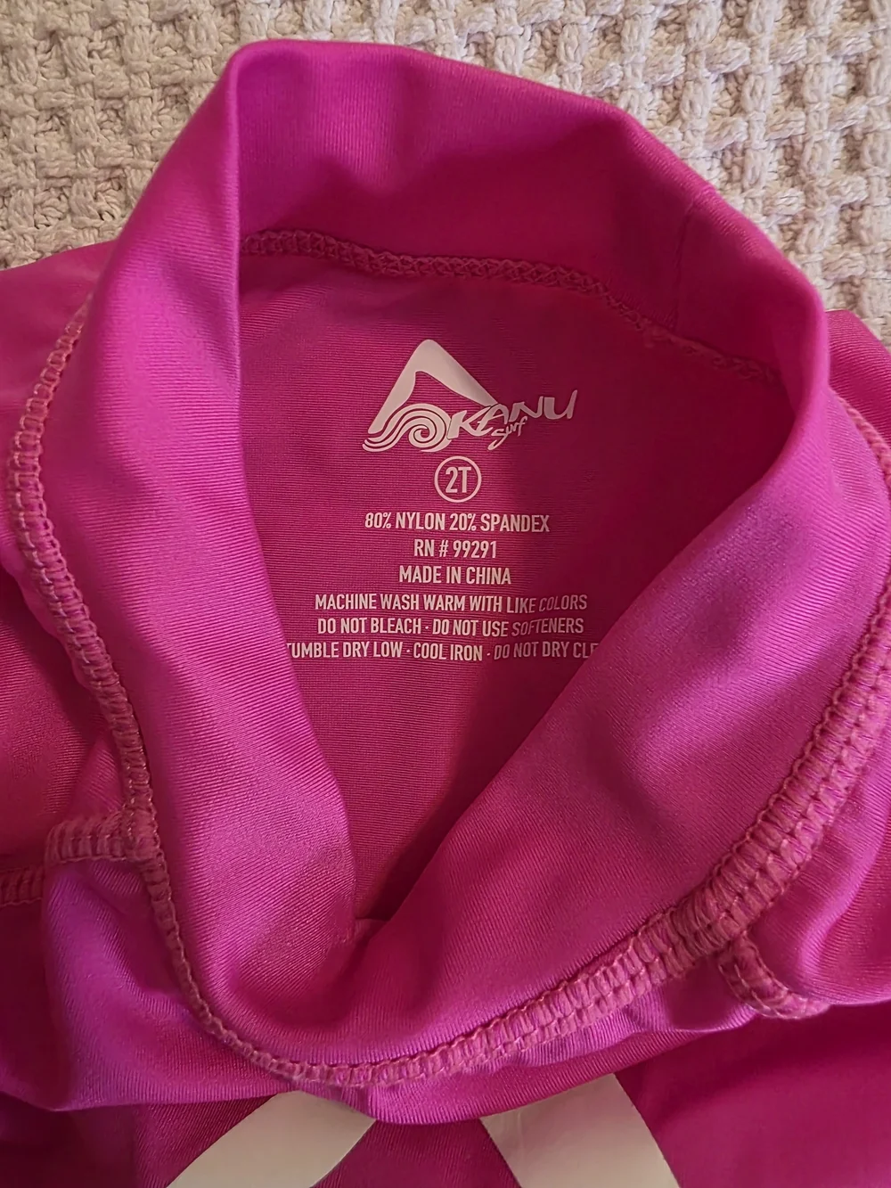 Kanu Surf Hot Pink Long Sleeve Rashguard with White Wave Logo 2T